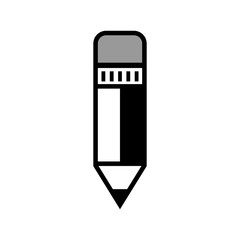 Black pencil vector icon on white background, isolated object