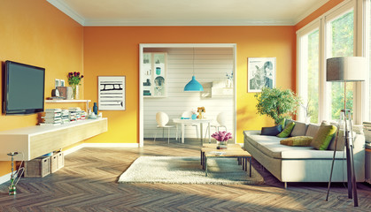 modern living room. 3d concept