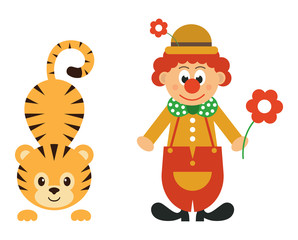 cartoon tiger and clown