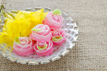 Obraz na płótnie Canvas Rose flower sweet (ALUA GULAB )Thai dessert