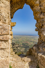 View through Kantara Castle window, Cyprus