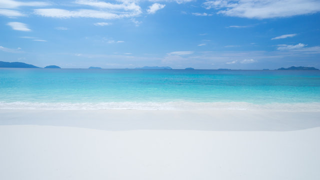 blue sea and white sand beach