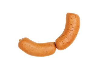 Raw sausages isolated on white background