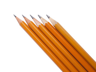 Five pencils isolated on white