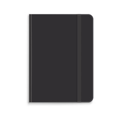 Black notebook 3d. Realistic vector illustration for identy design