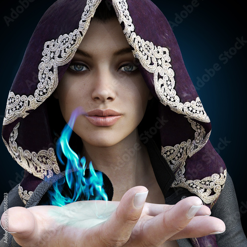 Female sorcerer with <b>blue magic</b> coming from her hand on a gradient black ... - 500_F_108563123_bn5QZtH2PKX9ofKaQJFGL3Q6RRSrAQ9c