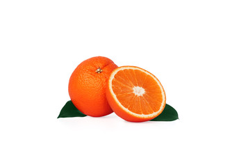Cut oranges isolated on white