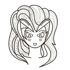 Line vector image for art therapy with sketch beautiful woman