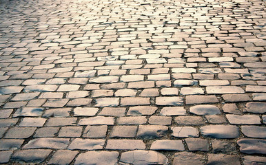 cobbled road as background