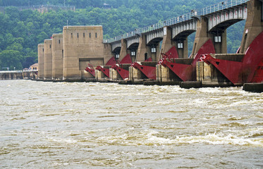 Mississippi River lock and dam 11 Dubuque Iowa