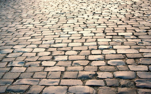 cobbled road as background