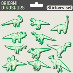 origami dinosaurs stickers set