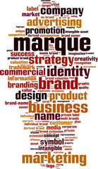 Obraz premium Marque word cloud concept. Vector illustration