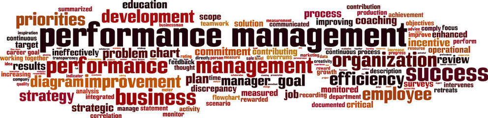 Obraz premium Performance management word cloud concept. Vector illustration