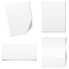 White sheets of paper - vector set.