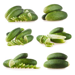 Collection of cucumbers isolated on white background