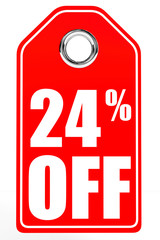 Discount 24 percent off. 3D illustration.