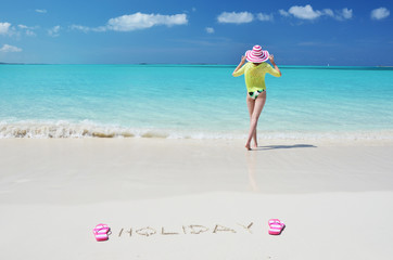 Girl on the beach. Great Exuma, Bahamas