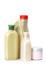Plastic packaging for household chemicals.