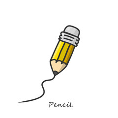 Pencil - vector icon in color on a white background.