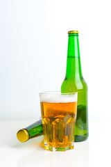 bottle and glass with beer