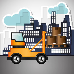 Forklift vector design , editable graphic, industrial transport machine concept