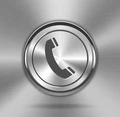 Metallic phone sign on shiny web element