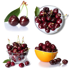 set from cherry berries. isolated on white