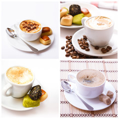coffee cup and coffee beans assortment top view collection isolated