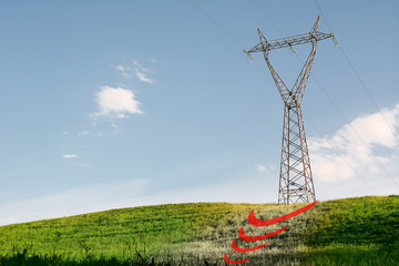 Elettromagnetic pollution of Pylon on green hill