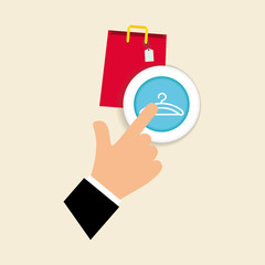 Buy online over white background, shopping bag design