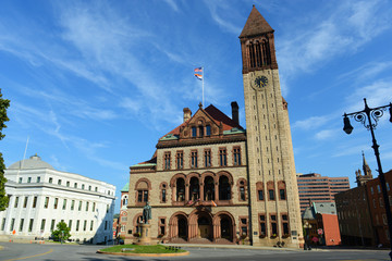 Albany City Hall was built in 1880 with Richardson Romanesque style by Henry Hobson Richardson. The building is served as the seat of government of Albany City in downtown Albany, New York State, USA.