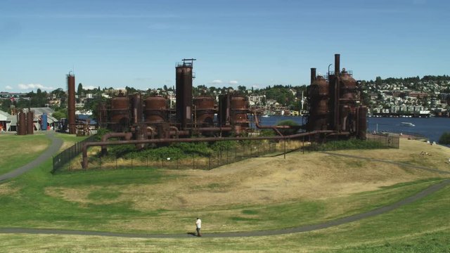 Gasification Plant and Towers of Gasworks Park in Seattle Washington State