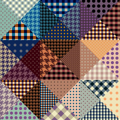 Vector abstract seamless patchwork pattern from riangles