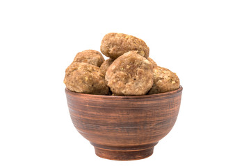 Cutlets in a bowl isolated on white