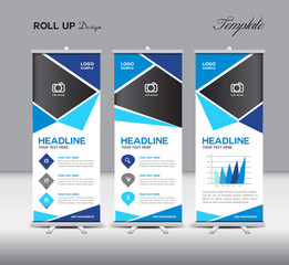  Blue Roll Up Banner template vector illustration