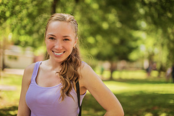 Portrait of a girl on a walk in the Park