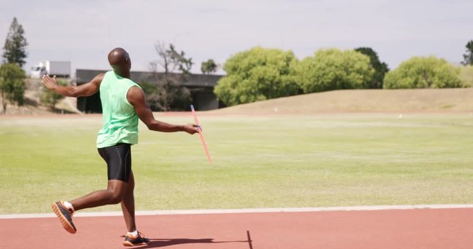 Sportsman doing javelin throw