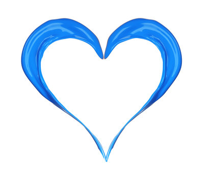 Blue heart made of paint splash isolated on white