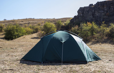 green tent at nature