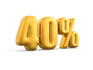 40 Percent gold, 3d render illustration.