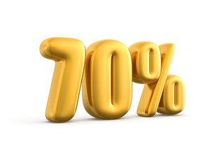 70 Percent gold, 3d render illustration.