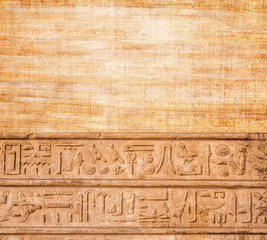 old egypt hieroglyphs carved on the stone