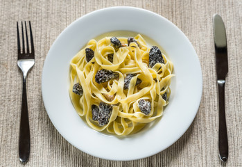 Tagliatelle with morel mushrooms
