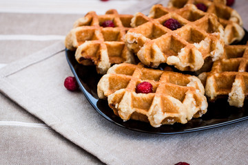 Waffles. Belgian sugar waffles.