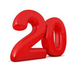 Number 20, 3D illustration