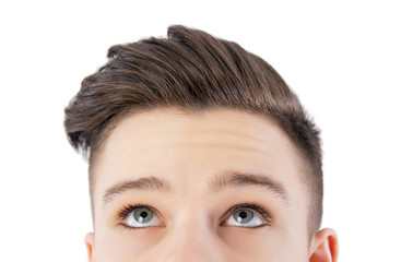 boy looking up