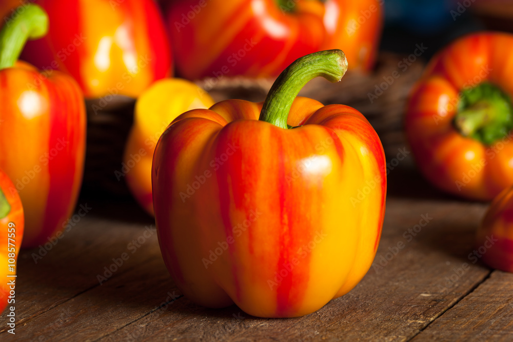 Poster Raw Organic Striped Red Bell Pepper