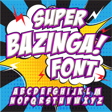 Creative high detail comic font. Alphabet in the style of comics, pop art. 