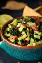 Raw Homemade Cucumber Pico De Gallo Salsa
